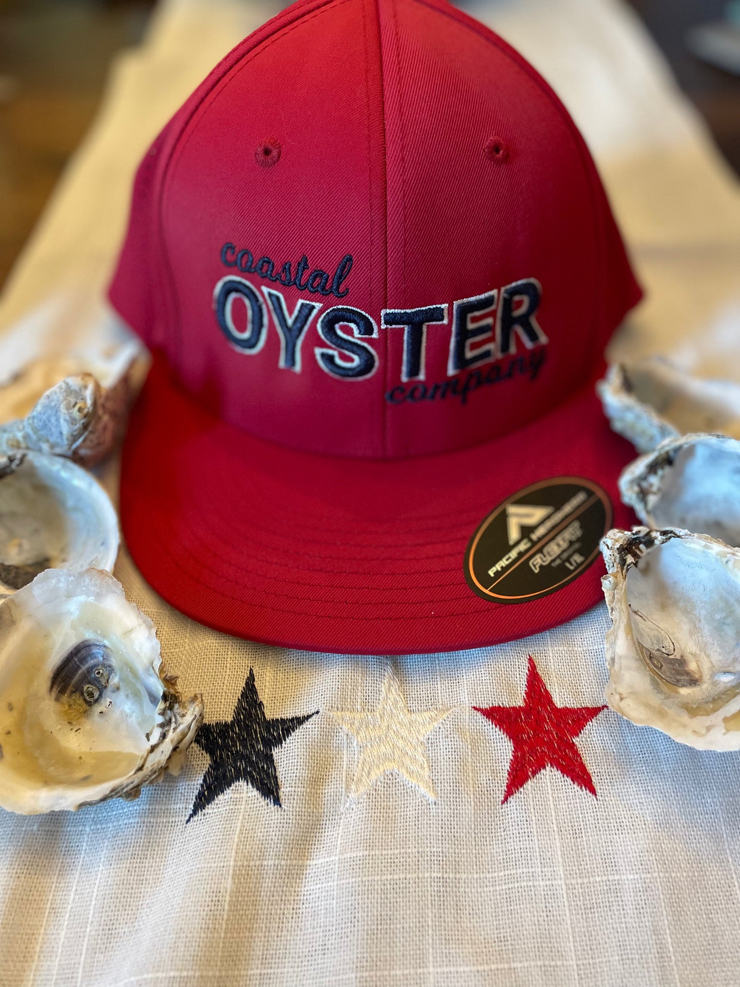 Coastal Oyster Company Red/Navy Flex Fit Hat